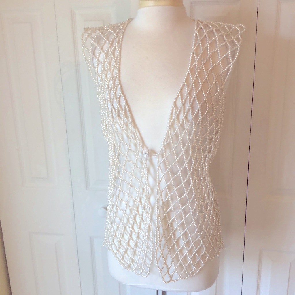 Nwot Faux Pearl Stringed Vest Os
